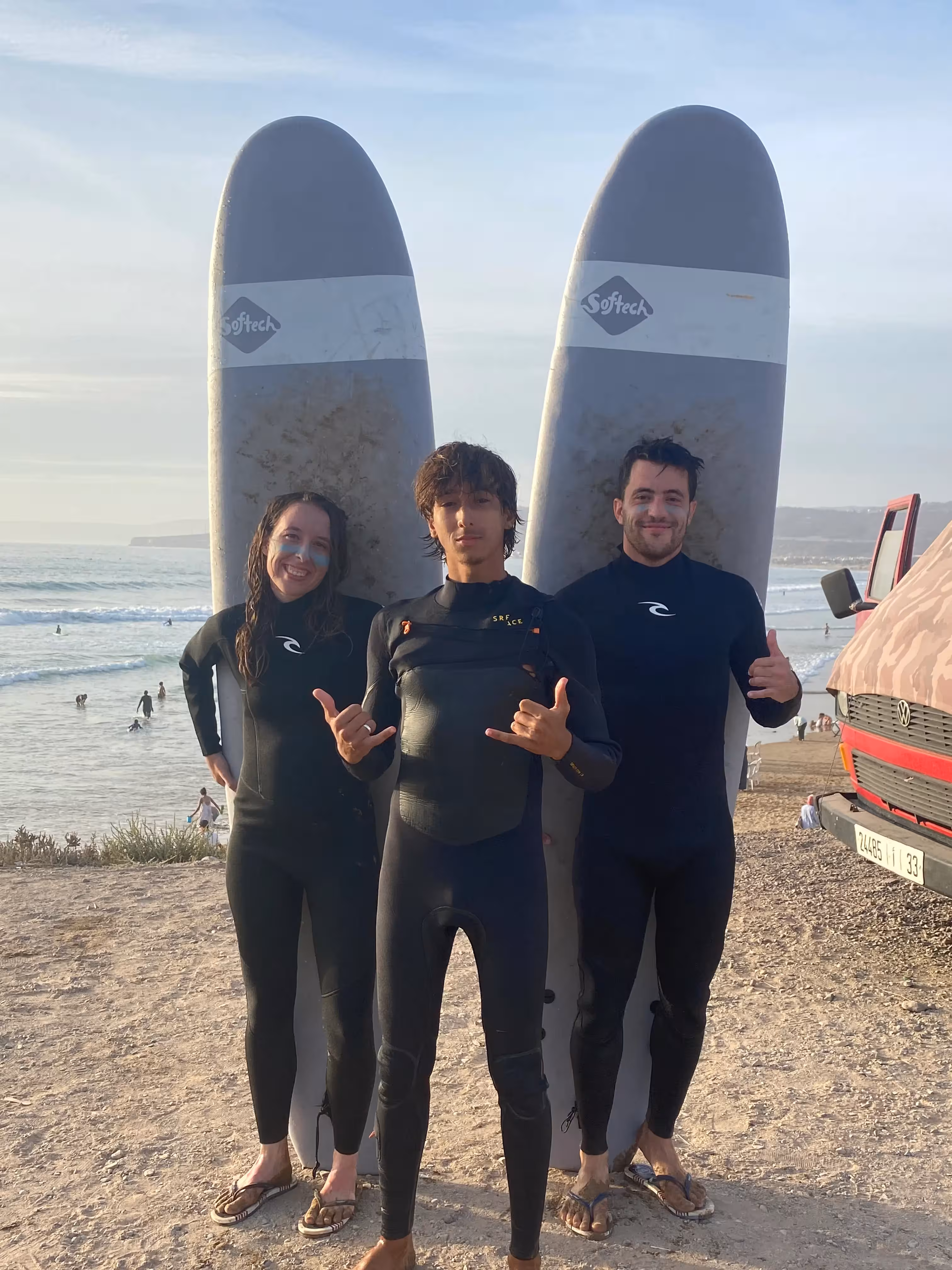 Coastal view with surfer